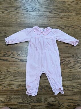 Trotter kids Pink Striped One-Piece Romper - Classic Peter Pan Collar